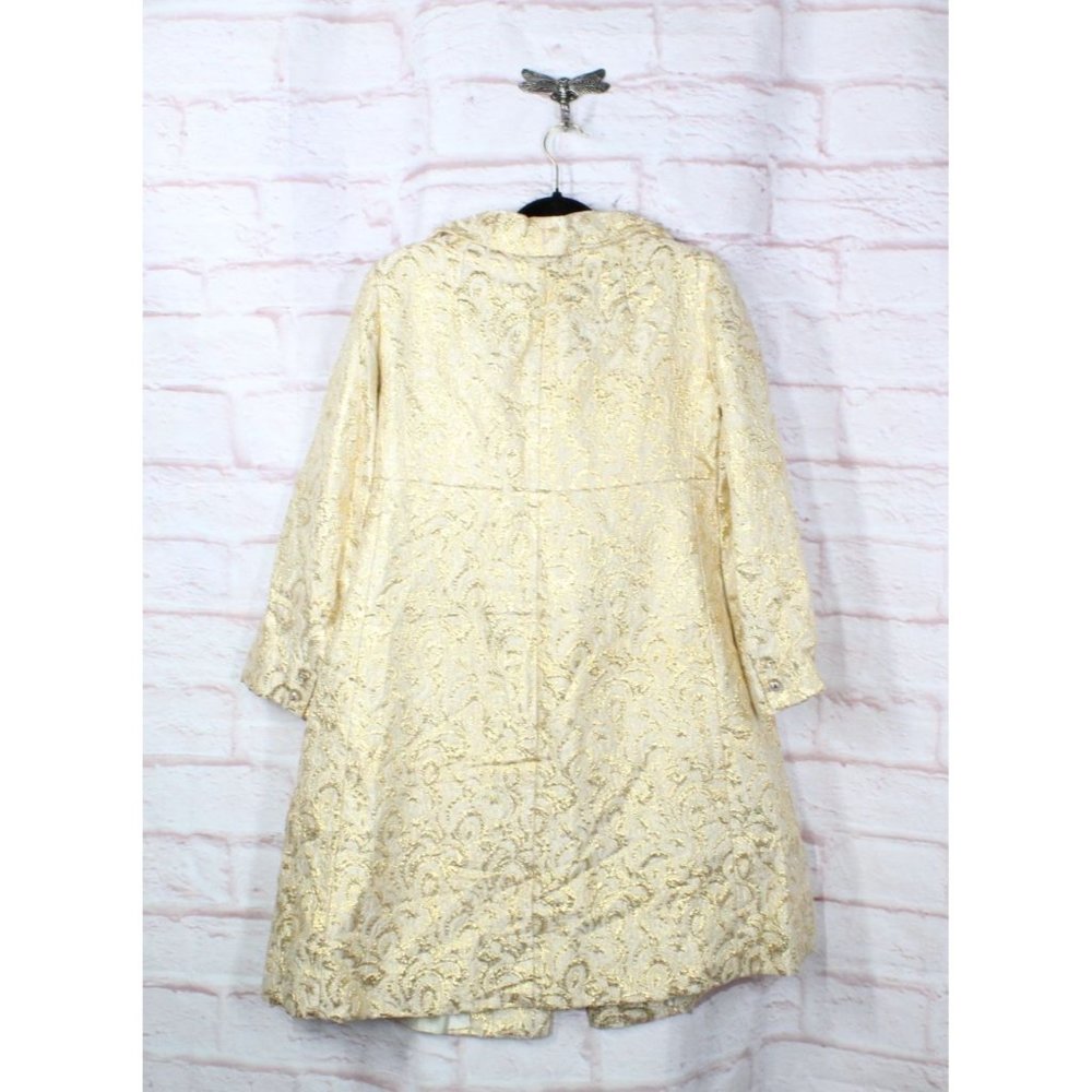 *Vintage Cotton Button Down Lined Embroidered Long Coat Size 10 - Picture 5 of 16